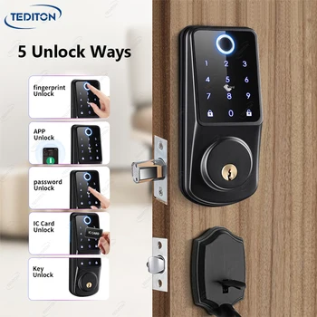 Cerradura De Puerta De Entrada Sin Llave, Cerradura Inteligente Para Puerta De Entrada Con Teclado Digital, Cerrojo WiFi Incorporado, Control Remoto