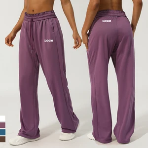 Sports Casual Sweatpants Waistband Loose Jogger Women's Outdoor Straight Leg Wide Pants