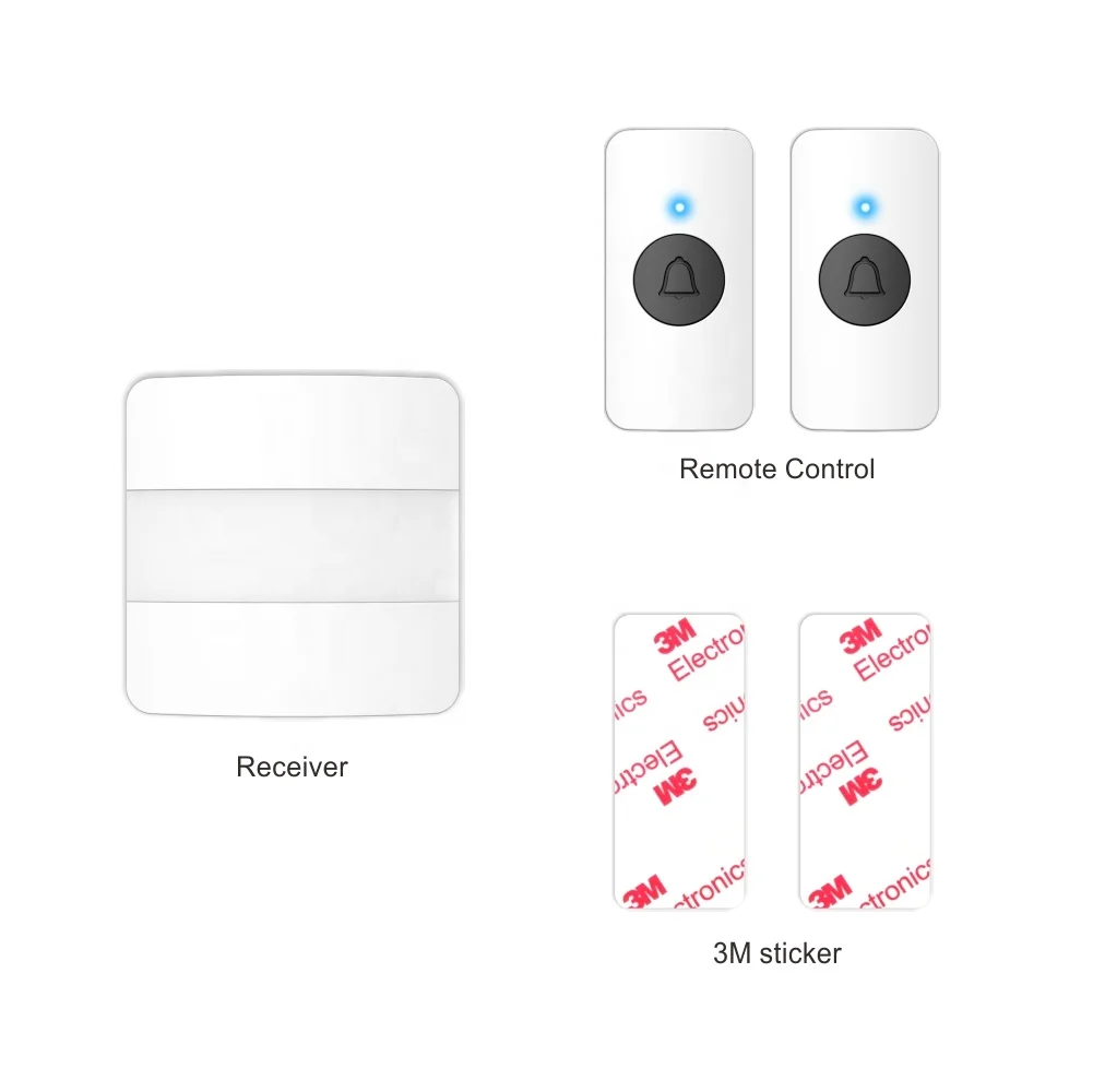 Умный домашний водонепроницаемый беспроводной дверной звонок 85 с Wi-Fi, беспроводной дверной звонок с кольцом переменного тока, с двумя пультами дистанционного управления и функцией ночного освещения