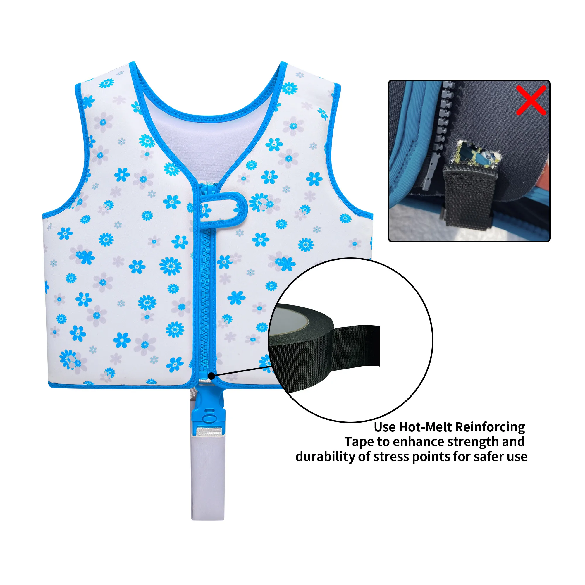 Custom Logo Kids Neoprene Swim Vest Floats Jacket Adjustable EPE Foam Life Jacket for Children Babies Waterfun Floating Gear