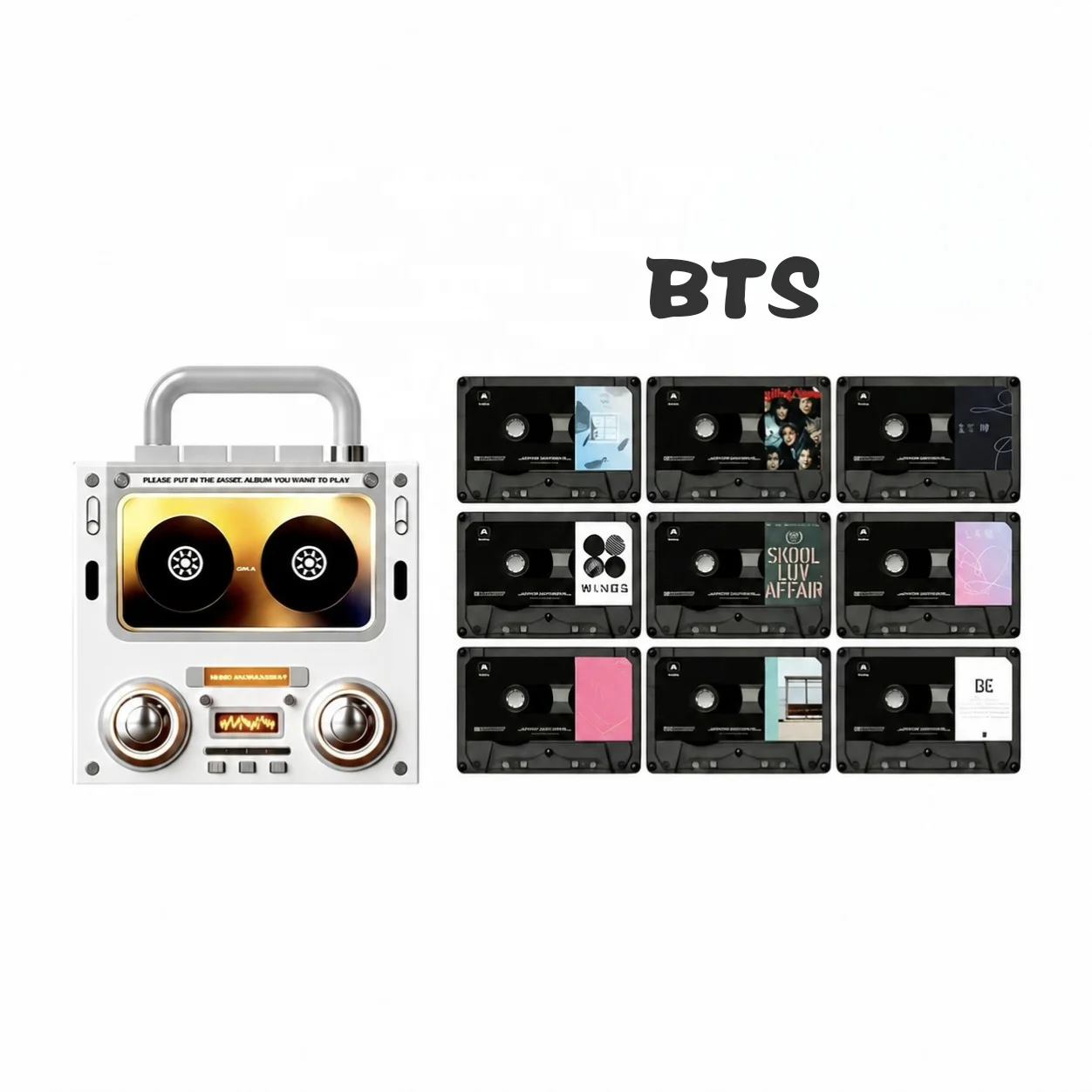 BTS Custom NFC Cassette Music Fridge Magnet Set Retro Tape Shape