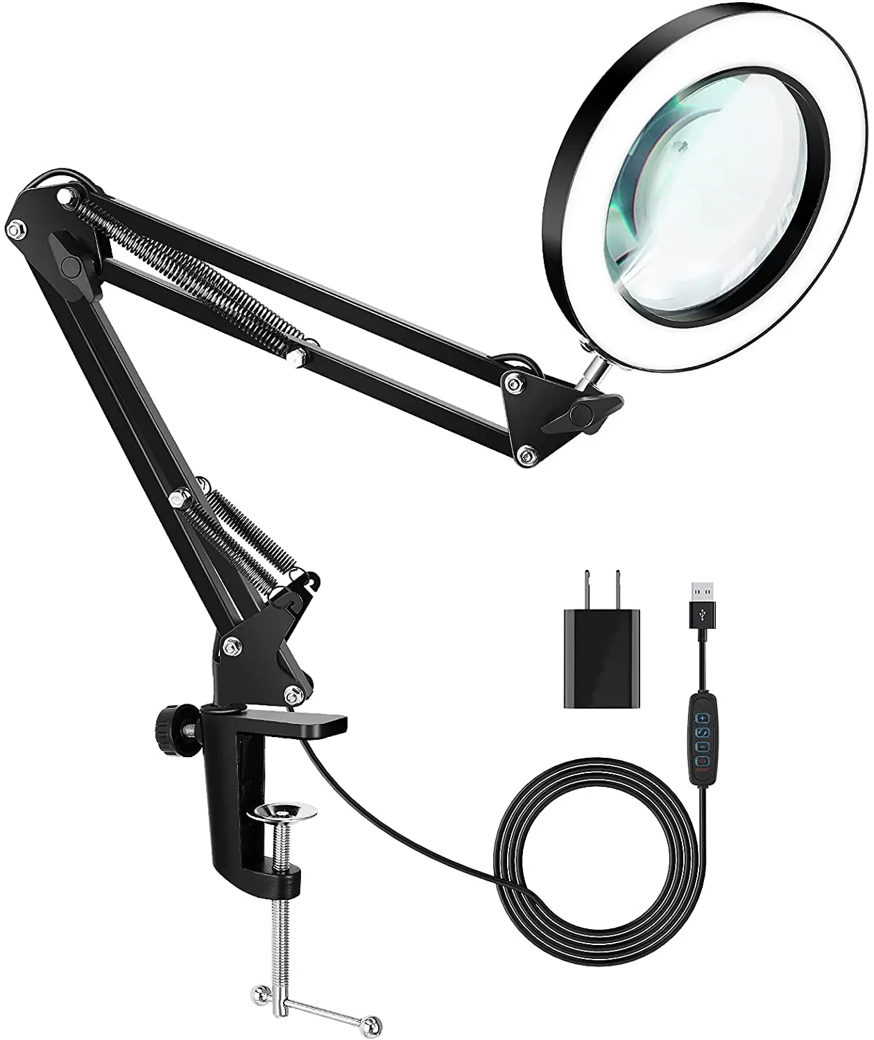Magnifying Glass With Light And Stand,5x Real Glass Lens 8-diopter  Magnifying Lamp,3 Color Modes 10 Brightness Levels - Buy Magnifying Glass  With