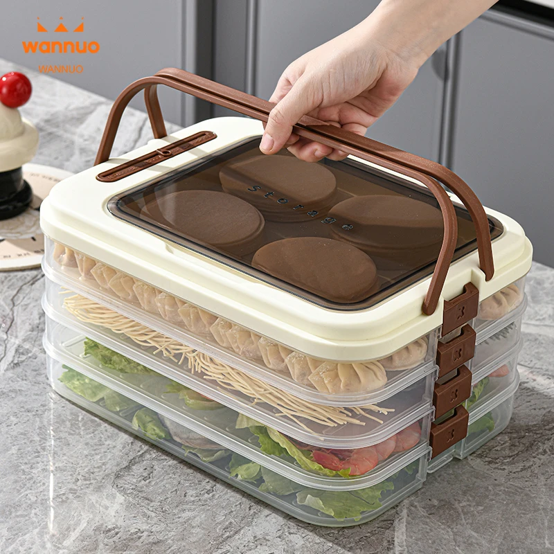 Wannuo 1/2/3/4 Layers Household Kitchen Containers Dumpling Box Kitchen Refrigerator Storage Box Fresh Keeping Box