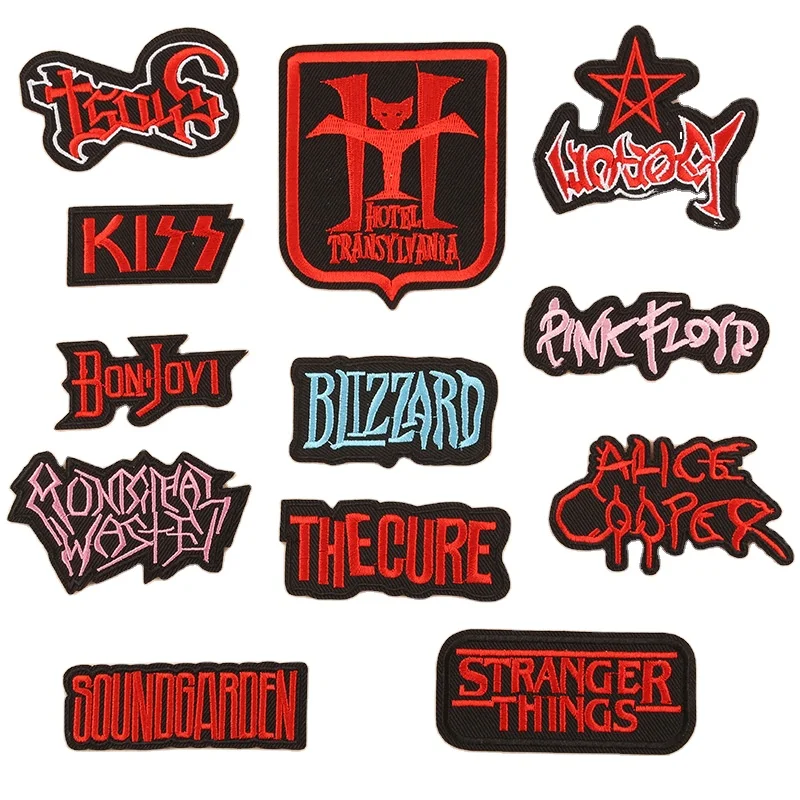 Red Color Different Word Design Iron Embroidery Custom Brand logo Patch