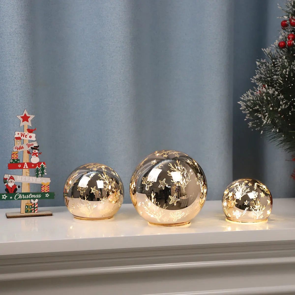 Golden Glitter Mini Stars Set Of 3 Multiple Sizes Decorative Bedroom Besides Tabletop Reading Lamp Laser Engraving Balls supplier