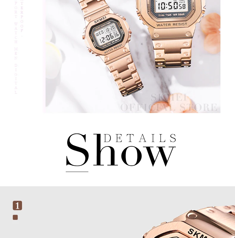 SKMEI  1456 1433 Fashion Digital Watch Men Women Couple Wristwatches 2Time Chrono Watches Waterproof horloges vrouwen mannen