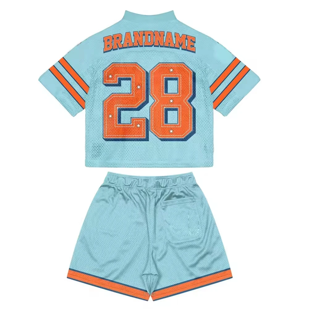 SALATI Custom Full Print Streetwear American Retro Football Jersey High Quality Sublimation Mesh Boxy Cropped Men T-shirts gallery 10