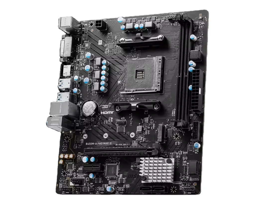 The MSI B450-A PRO AM4 AMD Gaming DDR4 64GB motherboard features an AMD B450 chipset, SATA 6 Gb/s, and USB 3.1 ATX interface.