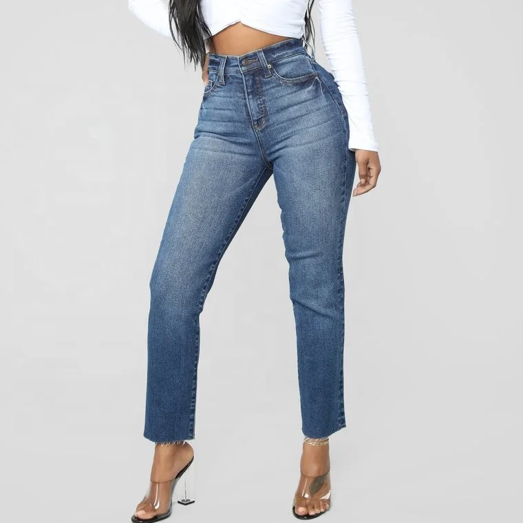 elasticated high waist jeans