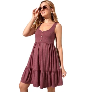 New Maternity Sundress Peplum Button Front A-line Dress