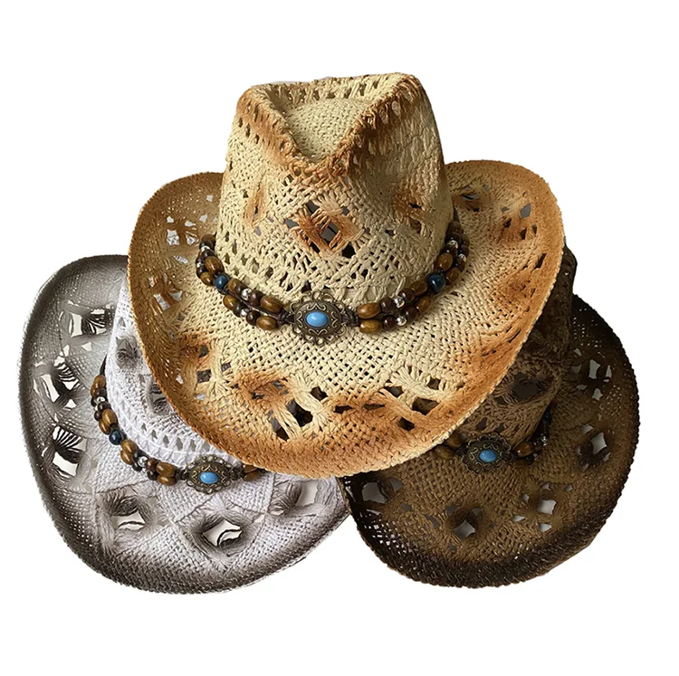 mens distressed straw hat