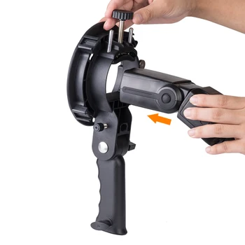New S Type Handheld Grip Mount Bracket Holder for Godoxs Yongnuos Meikes Speedlite Flash Softbox with Handle detail image