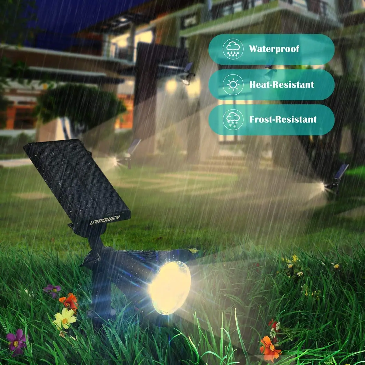 Wholesale Solar Spotlights, 2-in-1 Colored Adjustable LED Wall/Ground Landscape  Solar Lights with Automatic On/Off Sensor Dusk to Dawn From