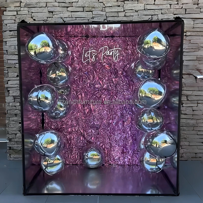 Custom Fast Delivery Detachable Magazine Photo Booth Box Mirror 360 Walk-in Metal Detachable Frame for Wedding Party