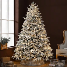 Snow Flocked Christmas Tree with LED Artificial Xmas Snowing Christmas Tree for  Window Display Home Decor White Christmas Tree