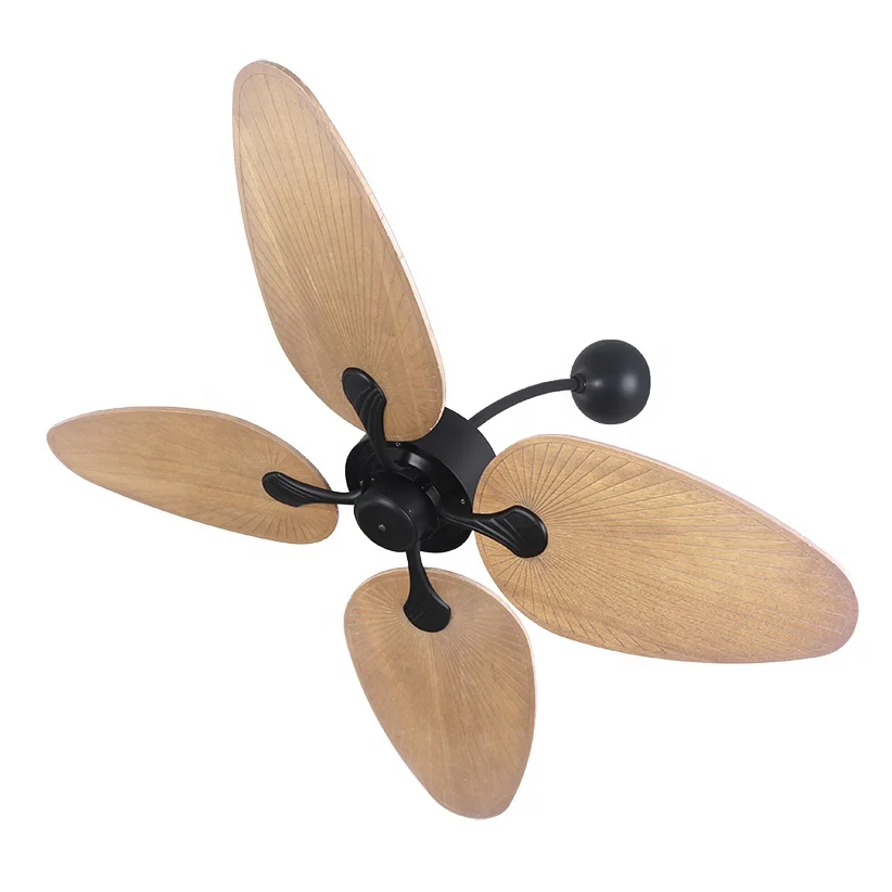 52-Inch Modern Solid Wood Rattan Wall Mount Ceiling Fan Customized AC/DC Motor with Remote Control for Home or Hotel Use