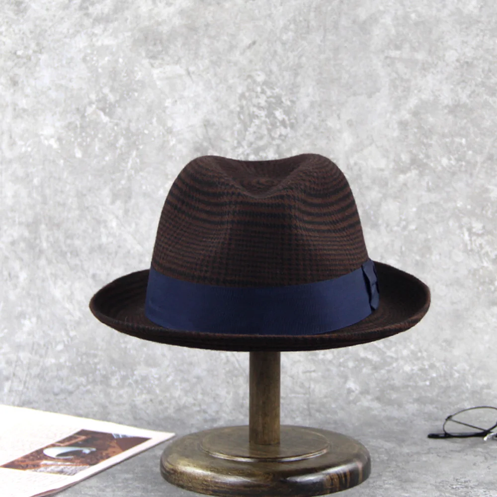 Синяя фетровая шляпа LiHua Hound с принтом и бантом из 100% шерсти, изготовленная на заказ фетровая шляпа для мужчин