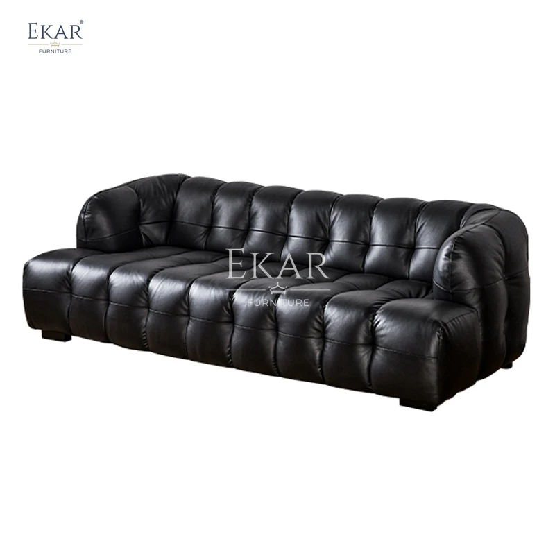 ดีไซน์ใหม่ Ekar โซฟาห้องนั่งเล่นที่ทันสมัยด้วยขาเหล็กไร้ขัด และโซฟาเนปปาเนื้อหนัง