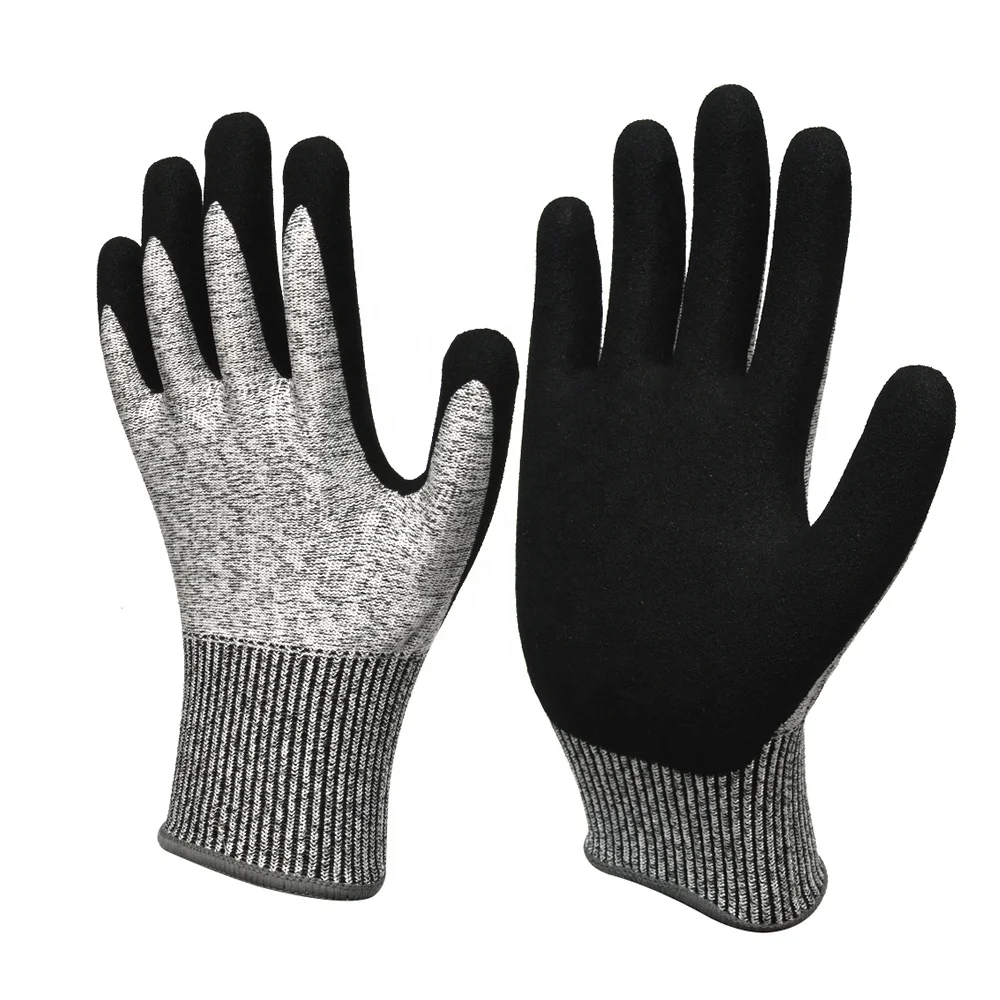 13 Gauge Hppe And Glass Fiber Hand Protection Anti Cut Gloves Nitrile