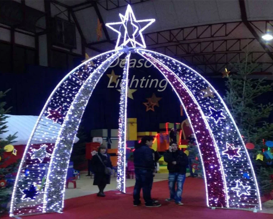 Large Outdoor Christmas Light Arch With Small Stars Outdoor Commercial