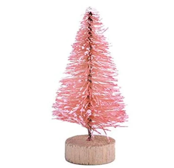 Uteruik Miniature Christmas Tree Pine Trees Sisal Trees Tabletop Trees with Wood Base for Miniature Scenes and Party Home Decoration 10pcs 