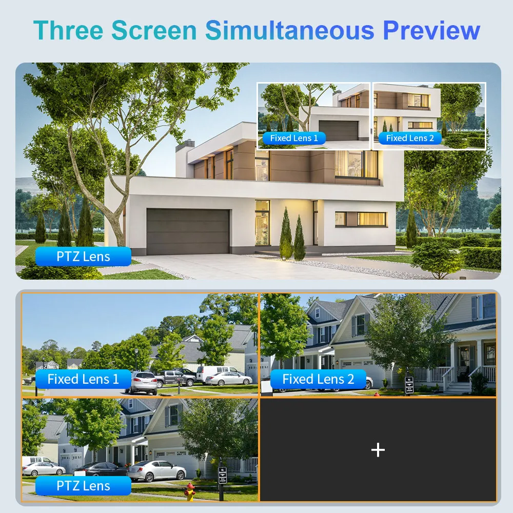 LS VISION 10K 20MP Five Lens 20X Zoom WiFi IP Camera Three Screen Auto Tracking PTZ Cam 360 Outdoor Surveillance Security Camera