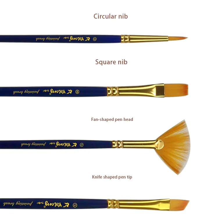 Lot De 10 Pinceaux Pour Artiste, Poils En Nylon, Aquarelle, Peinture à L'huile, Acrylique, Avec