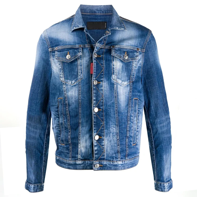 DiZNEW New Custom Denim Jacket Men Casual  Lapel Single Breasted Jeans Jacket For Men