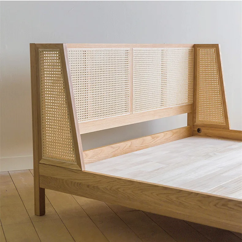 Dreamhause Rattan Bed Japanese Solid Wood Bed B&B Ash Wood Master ...