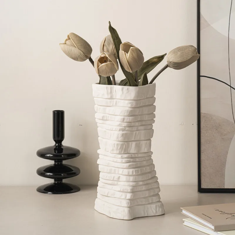 Minimalist Modern Irregular Textured Matte Clay Ceramic Flower Vase Wholesale Custom Buy