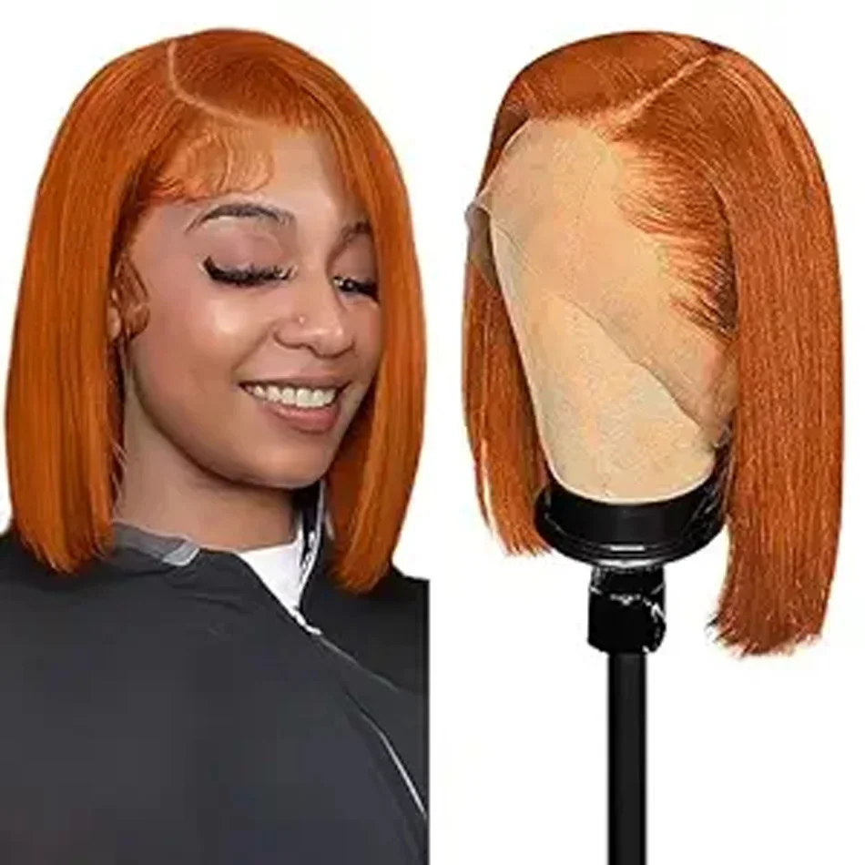 Parrucche caschetto dritte brasiliane al 100% con capelli umani Remy, parrucca caschetto frontale in pizzo svizzero per donne_voghion.com