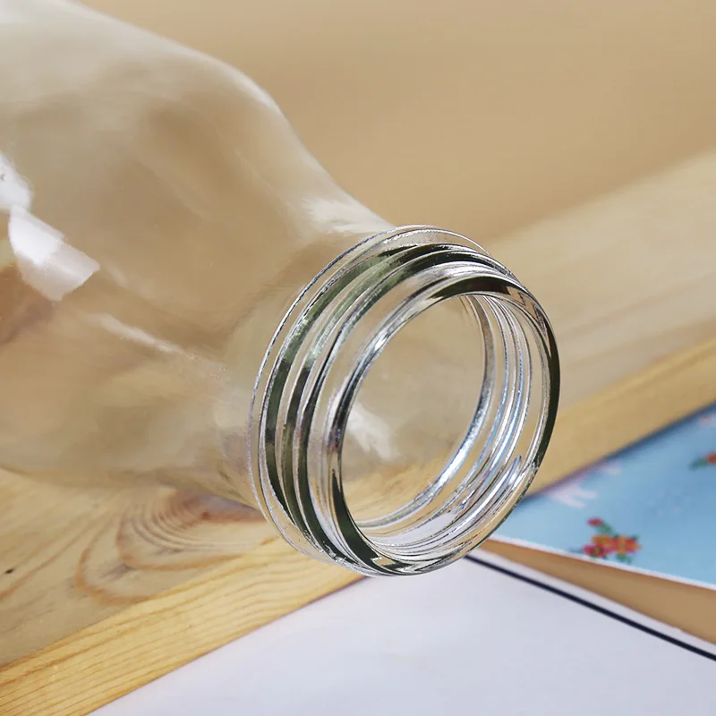 300ml 500ml 1l Naturel Silex Bouteille En Verre Pour Jus De Fruits Juice Milk Beverage Bottle with Crown Cap