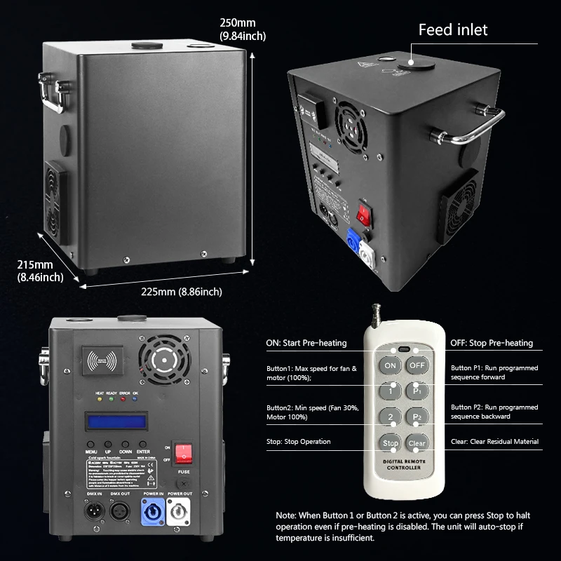 2pcs Cold Sparkler Machine for Weddings & Events - DMX Control
