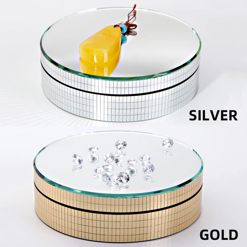 Modern Mini Turntable Display Stand Holder with Crystals Stone Modern Style Rotating Turntable