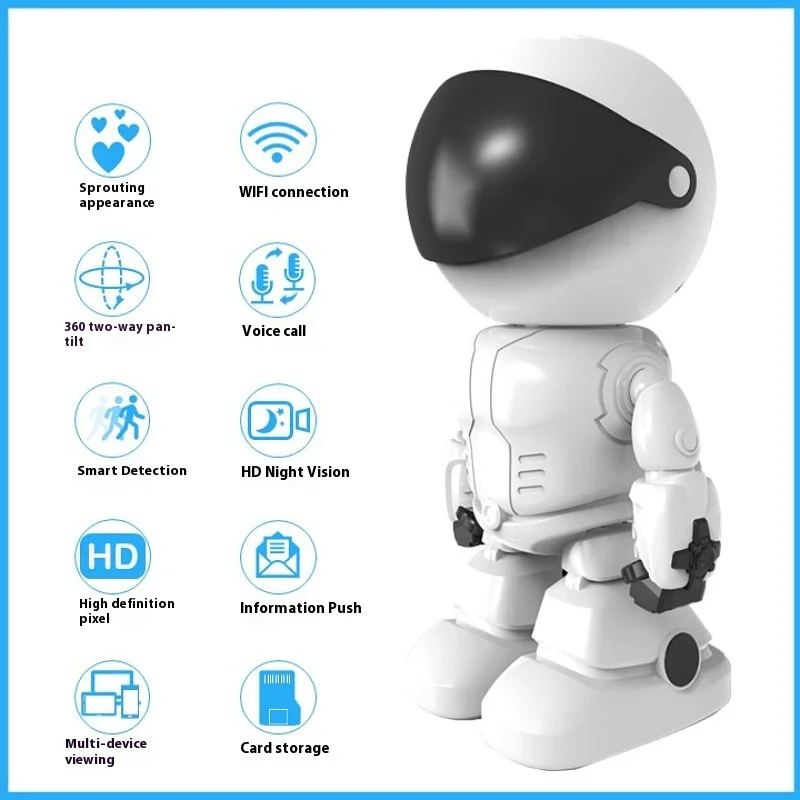 Cloudbirds V360pro Cute Robot Outdoor Camera 8MP Wifi Monitor with AI 4G PTZ Alarm NVR TF Card Icam365 App for Baby Monitoring