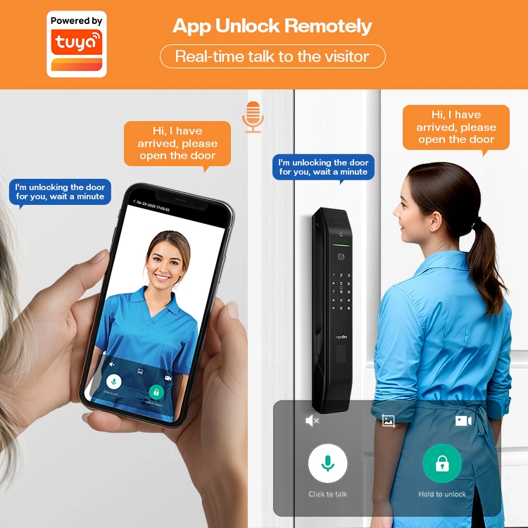 Security Intelligent Biometric Fingerprint Door Lock Electronic Password Waterproof Outdoor 3D Face Recognition Smart Door Lock