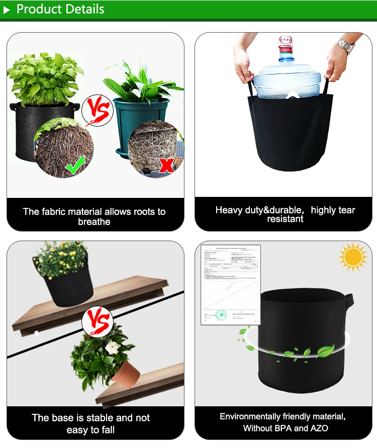 Garden Felt Grow Bags 50 Gallon Non Woven Fabric Felt Planter Grow Bag