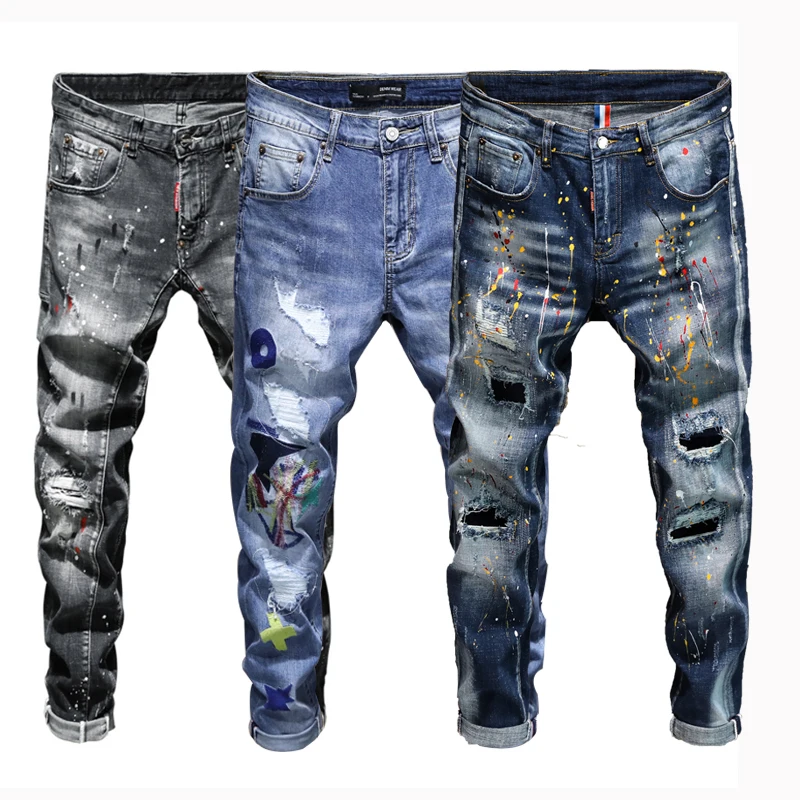 Made To Order Embroidered Monogram Baggy Denim Pants - Men - Ready