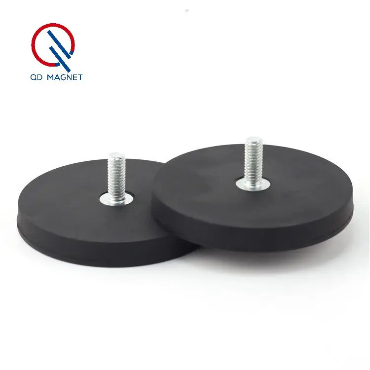 Pot Magnetic Materials Holder Base 22MM 43MM 66MM 88MM Permanent Strong Magnet Neodymium Rubber Coated Magnet With Thread Screw