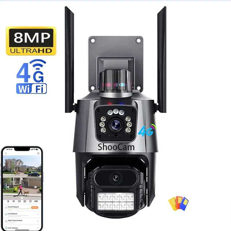 Dual Lens 8mp V380 App Infrared 360 Degree Small PTZ Dome Wireless