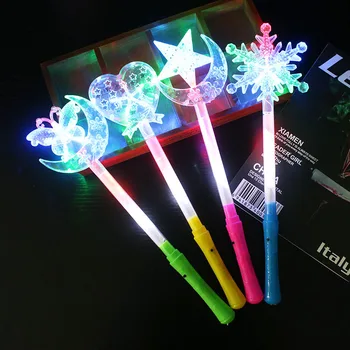 Hot Selling Girl Princess Children Love Heart Snowflake Led Flashing Light Up Star Wand Toys Led Magic Wand For Kids