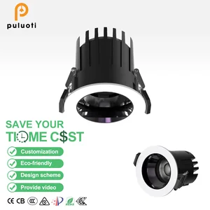 Modern 55mm 8W LED Recessed Spotlight Indoor Lighting Round Adjustable Down Light Lamp New Design with Aluminum Gun Black