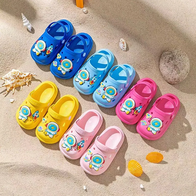 New top Kids Double Color Children EVA Slippers Cartoon Clogs Garden Shoes for Summe