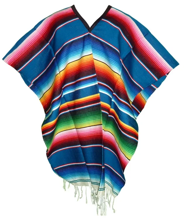 Multiple Colors Available Mexicanos Adult Size Cotton Ponchos Sarapes