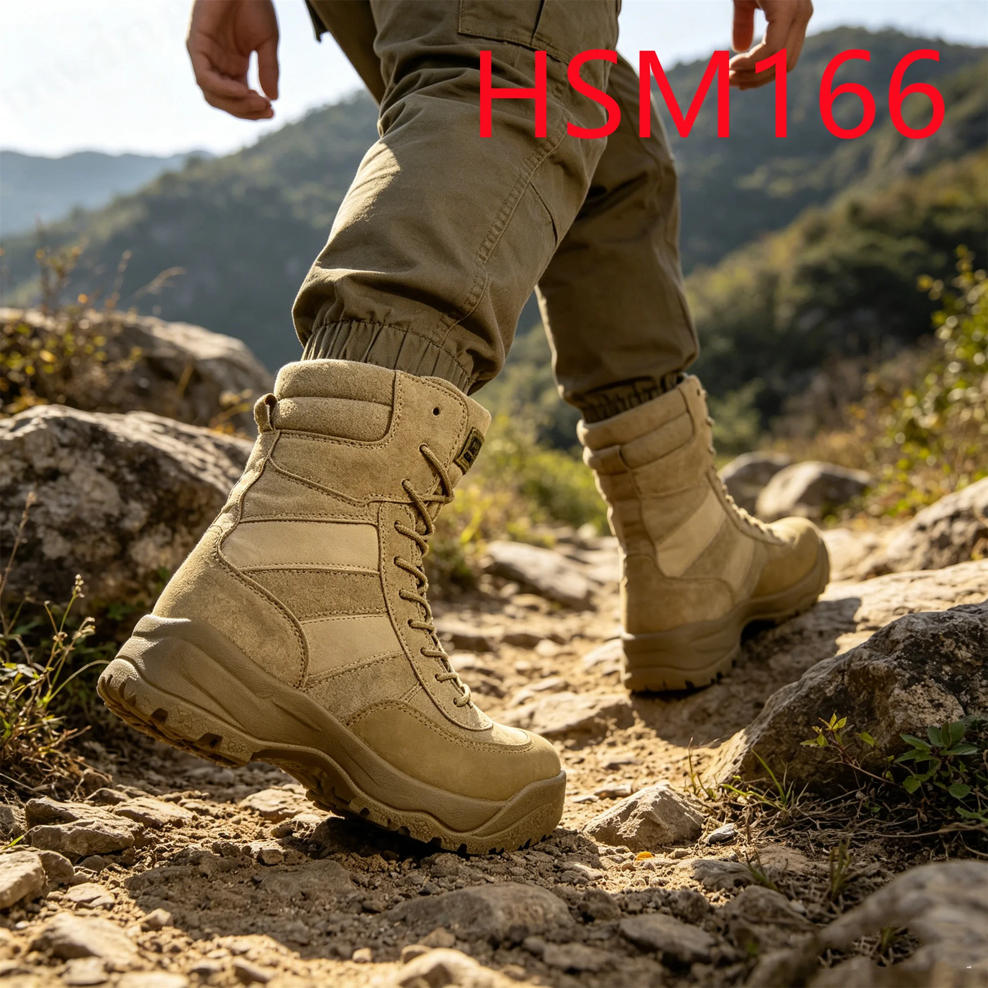 HY, bottes de combat en daim naturel anti-déchirure pour les sorties de camping, bottes désertiques pour entraînement collectif, à semelle EVA + caoutchouc, offrant une excellente résilience rapide, modèle HSM166