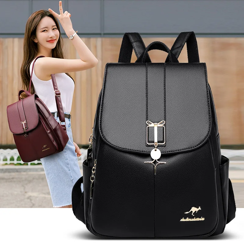 Luxury Soft Leather Backpacks for Women Multi-functional
