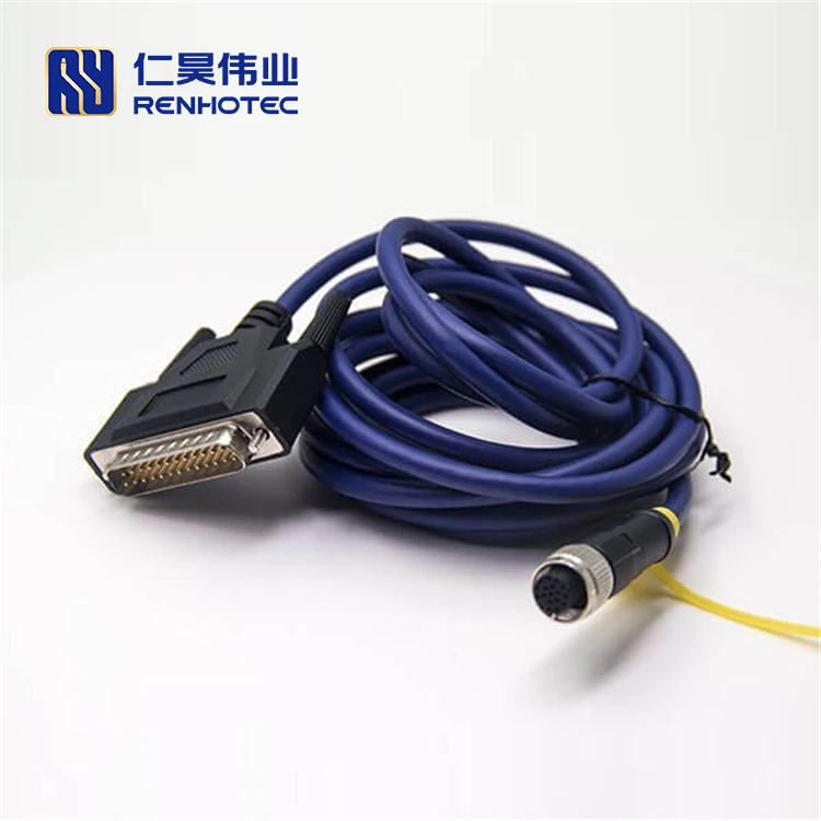 M12 M8 Electrical Wire Connector Male Female to DB9 Type Cable 8pin IP67 a Solenoid Valve Thermo Mold Connectors Bulk