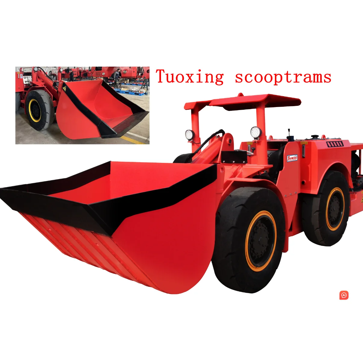 TC-100 Yantai tuoxing ondergrondse scooptram 1 kubieke erf prys mynlaaier afstandsbediening scoop