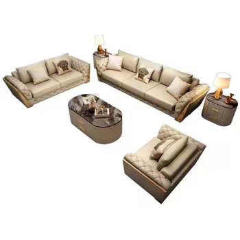 Luxury 7 seater lounge Leather Corner sofa couch L shape home furniture Modern living room sofas