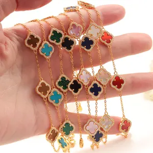 Luck Clover  Jewellery 925 Sterling Silver 12mm Four-Leaf Clover Charms Bracelet Jewelry  for Wonmen